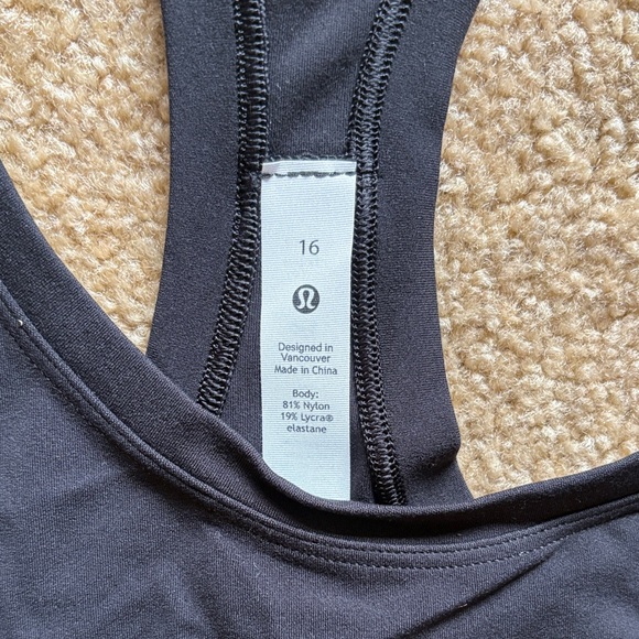 Lululemon Athletica Classic Black Tank Top size 16 NWT Cool racerback nulu - Picture 2 of 6